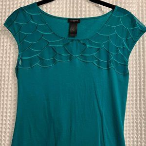 Ann Taylor Teal Sleeveless Top with Scallop Design - Small